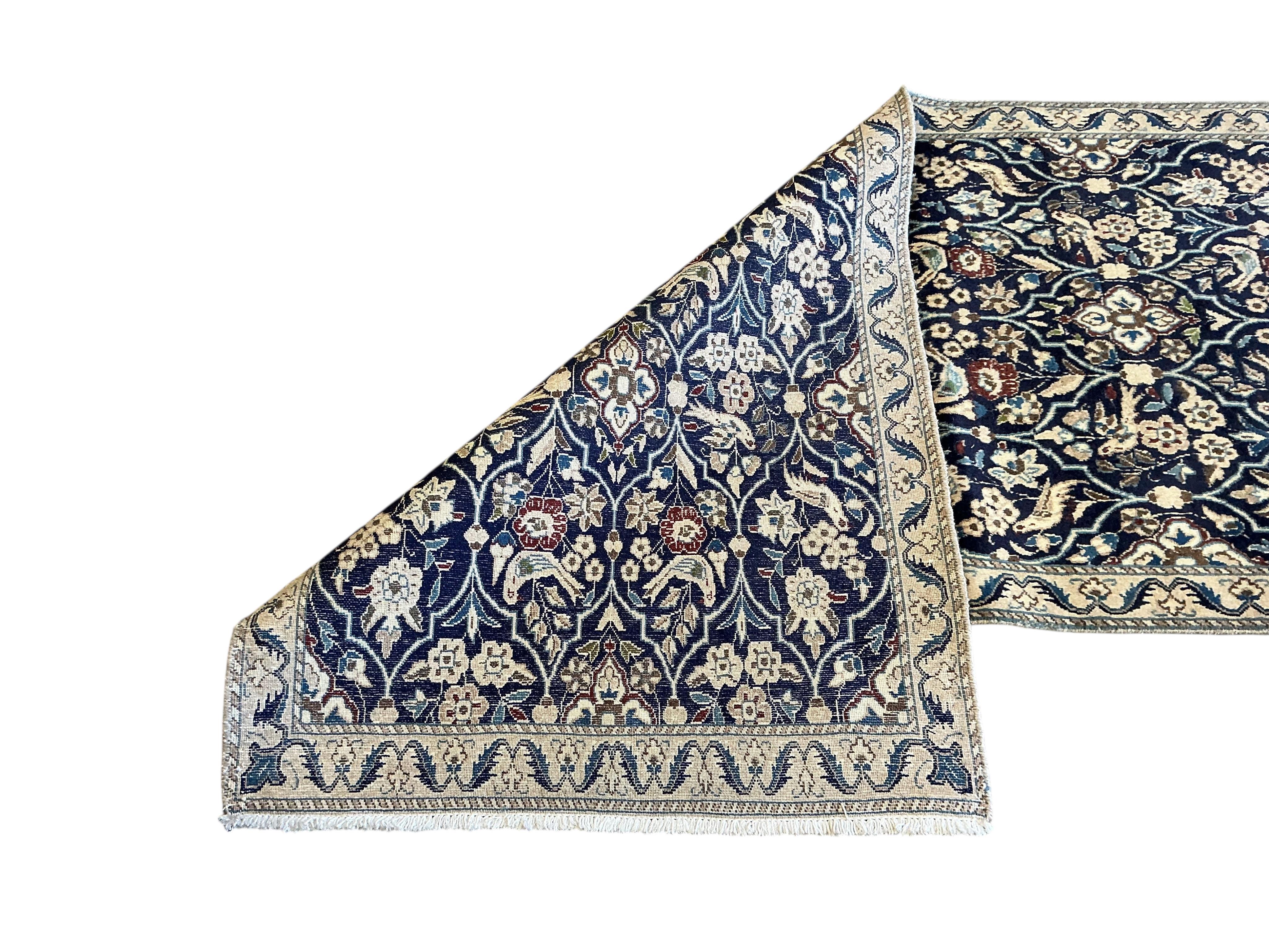 A Nain blue ground runner, 280 x 85cm
